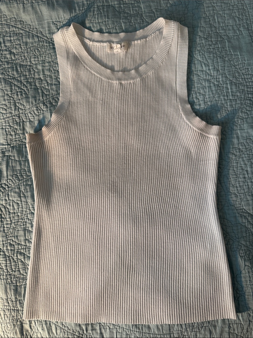 White Ribbed Sleeveless Tank Top
